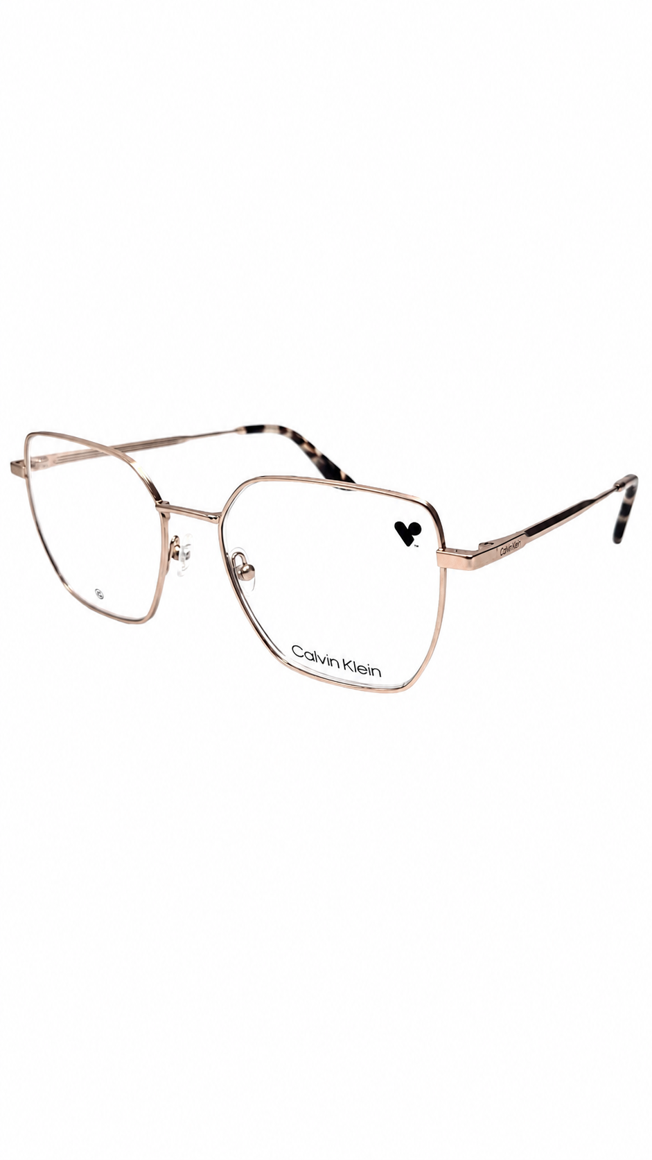 Armação de Óculos de Grau Feminina Calvin Klein Quadrada em Metal Rosé