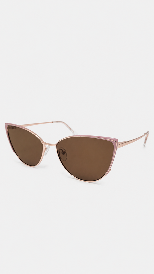 Óculos de Sol Feminino Gatinho Rosé com Lente Marrom