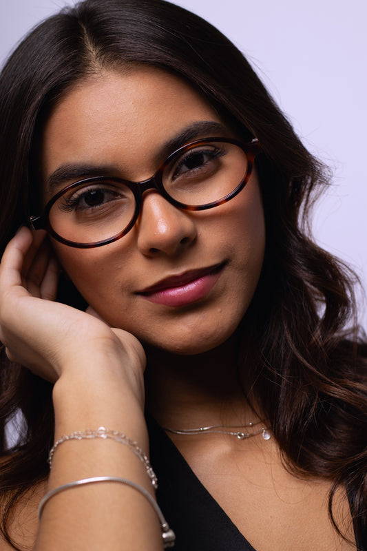 Armação de Óculos de Grau Feminina Redonda Tartaruga em Acetato SMU04Z