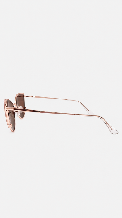 Óculos de Sol Feminino Gatinho Rosé com Lente Marrom