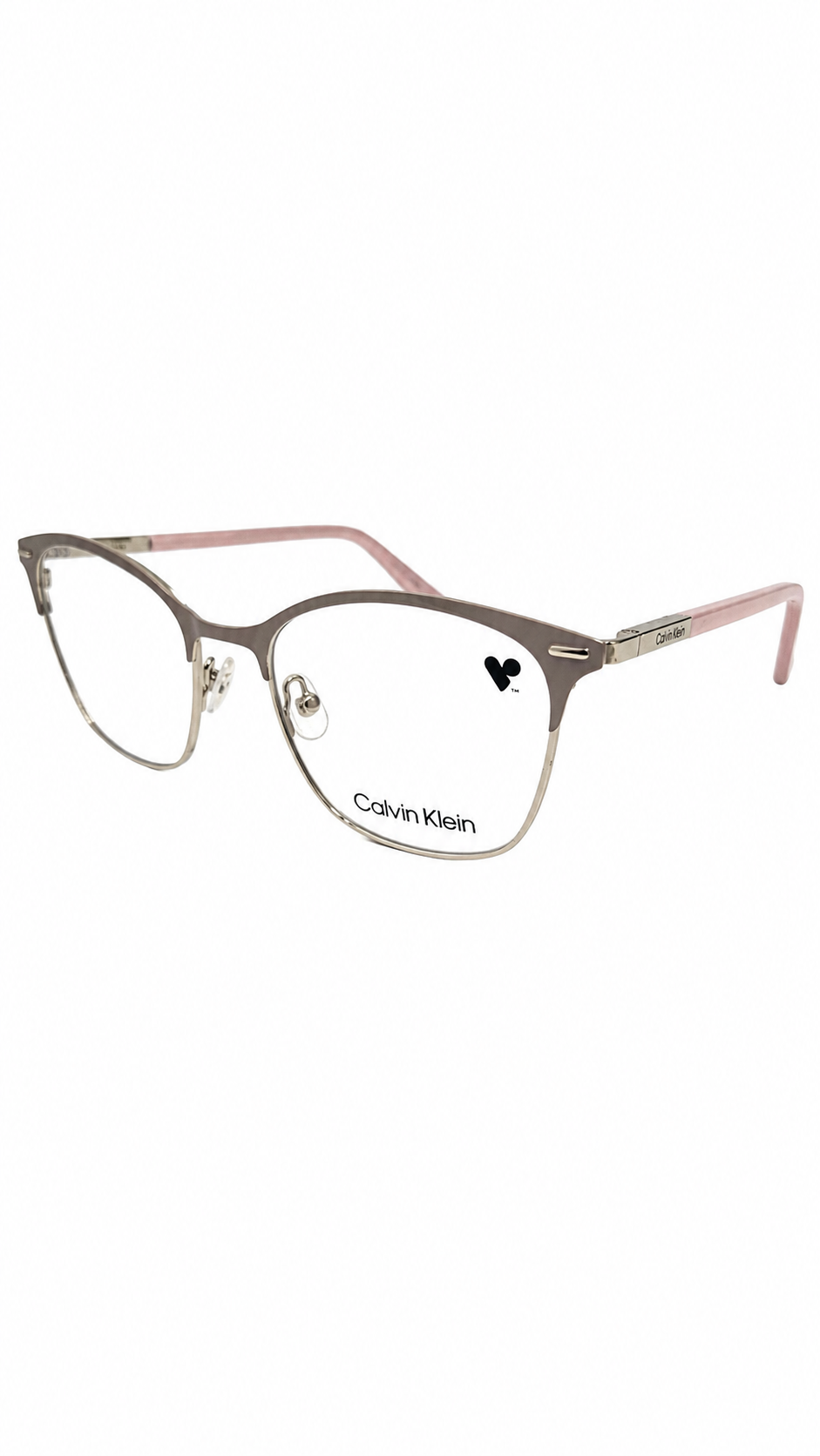 Armação de Óculos de Grau Feminina Calvin Klein em Metal com Hastes Rosé