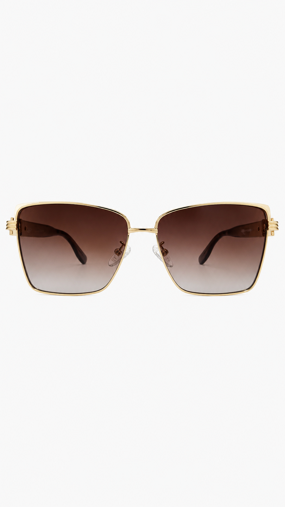 Óculos de Sol Feminino Quadrado Dourado com Lente Marrom Degradê