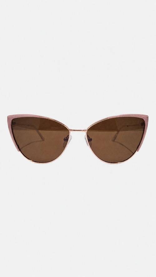 Óculos de Sol Feminino Gatinho Rosé com Lente Marrom