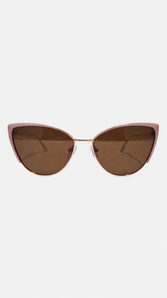 Óculos de Sol Feminino Gatinho Rosé com Lente Marrom