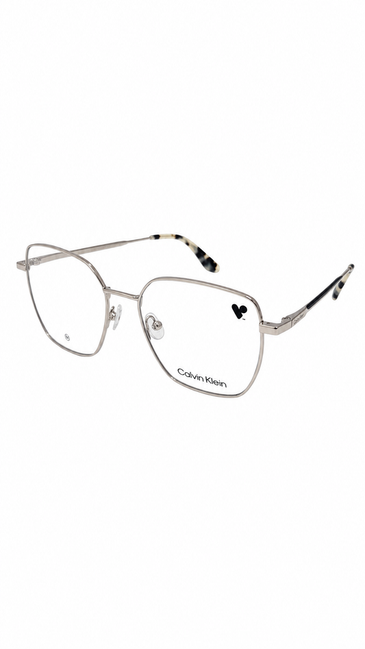 Armação de Óculos de Grau Feminina Calvin Klein Quadrada em Metal Grafite