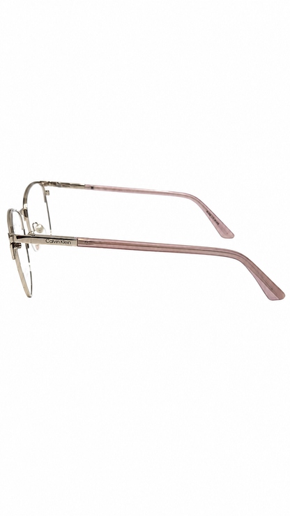 Armação de Óculos de Grau Feminina Calvin Klein em Metal com Hastes Rosé