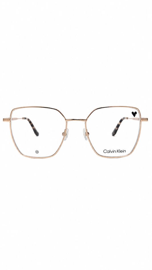 Armação de Óculos de Grau Feminina Calvin Klein Quadrada em Metal Rosé