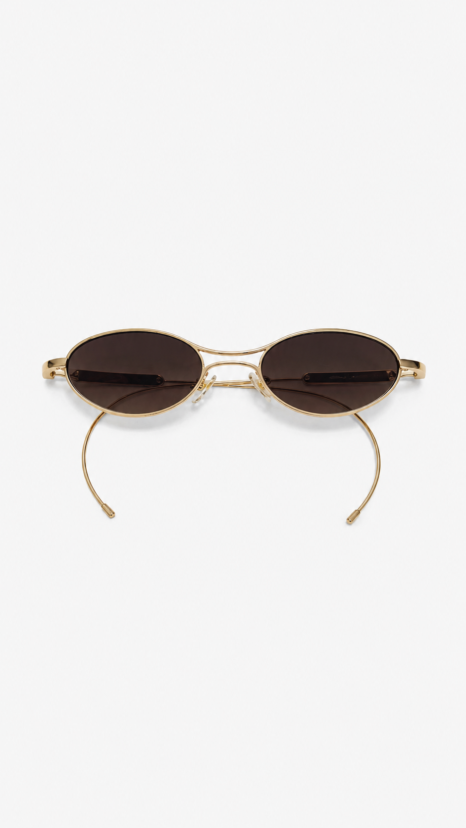 Óculos de Sol Feminino Oval Dourado com Lente Marrom Degradê
