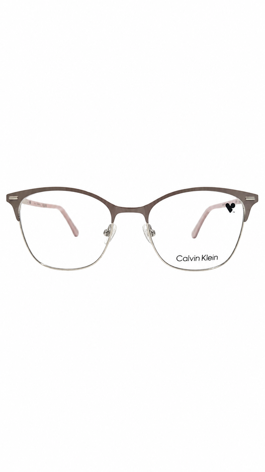 Armação de Óculos de Grau Feminina Calvin Klein em Metal com Hastes Rosé