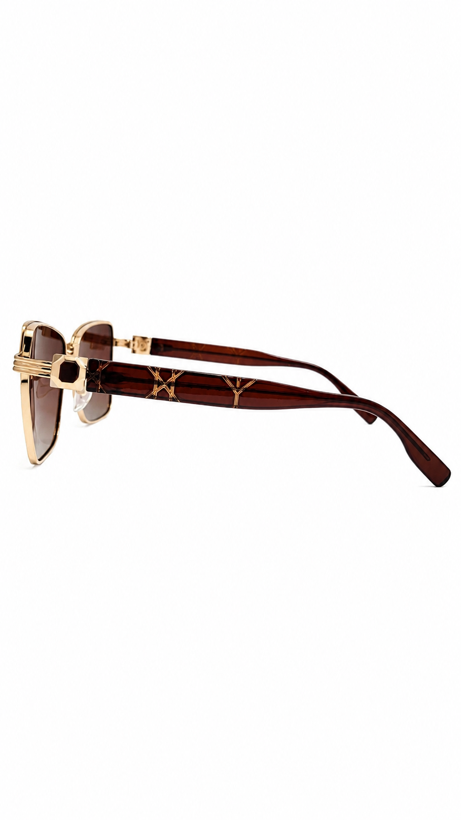 Óculos de Sol Feminino Quadrado Dourado com Lente Marrom Degradê