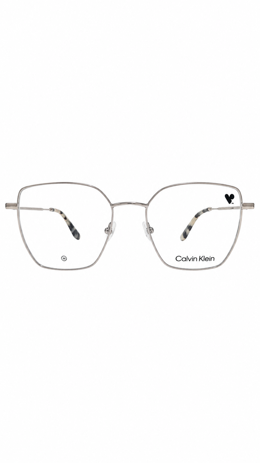 Armação de Óculos de Grau Feminina Calvin Klein Quadrada em Metal Grafite
